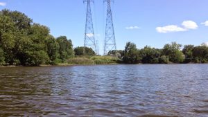 View of the electricity pylons on the Passaic River