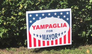 I addition to talking to residence, Yampaglia for Mayor signs were placed with the permission of local residence.
